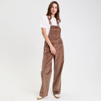 Salopette en velours taupe femme