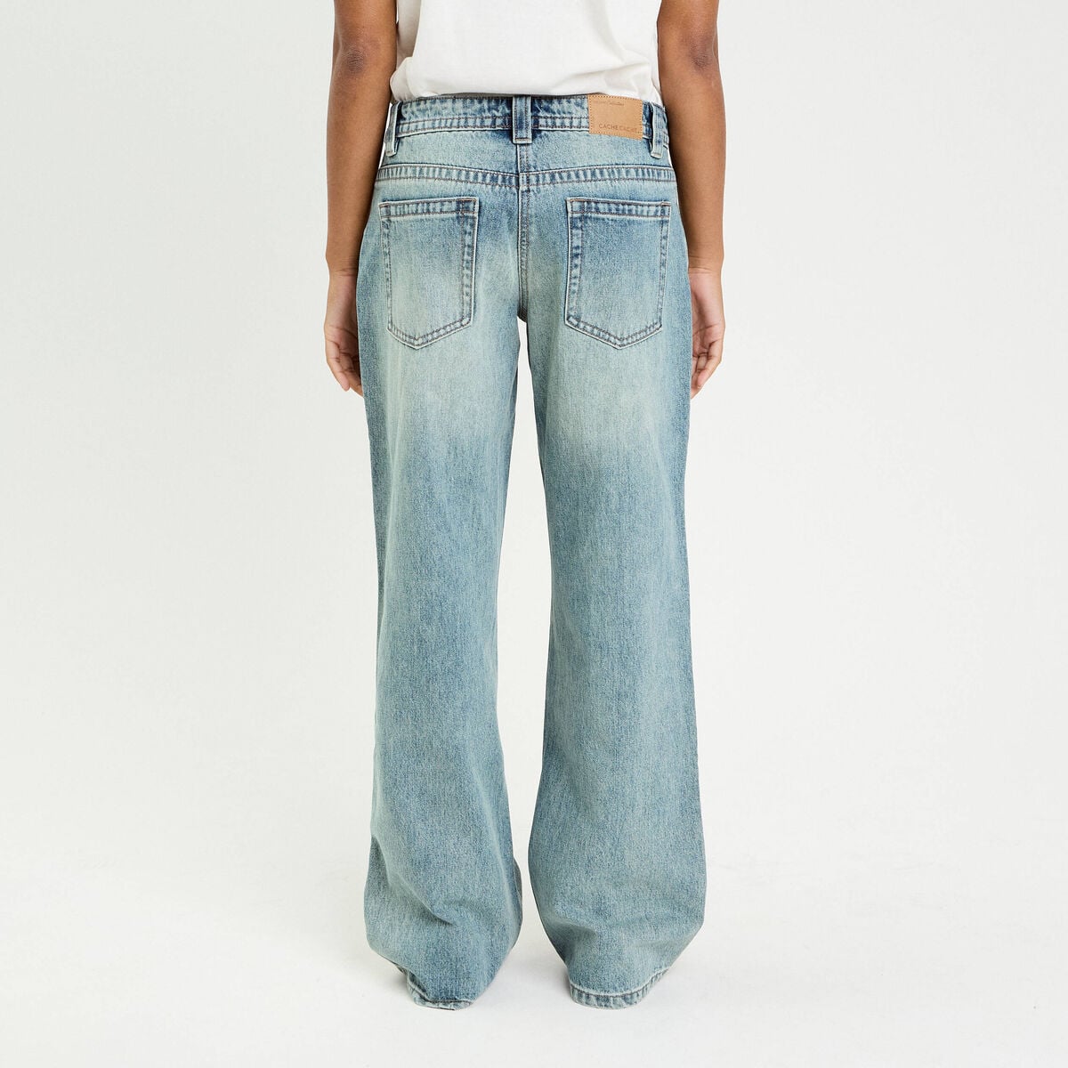 Jeans droit taille basse denim double stone femme