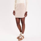 Jupe droite fausse fourrure sable femme