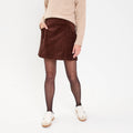 Jupe trapèze en velours marron foncé femme