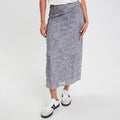 Jupe longue évasée bleu gris femme