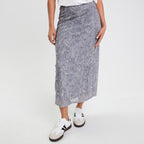 Jupe longue évasée bleu gris femme