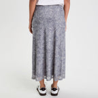 Jupe longue évasée bleu gris femme