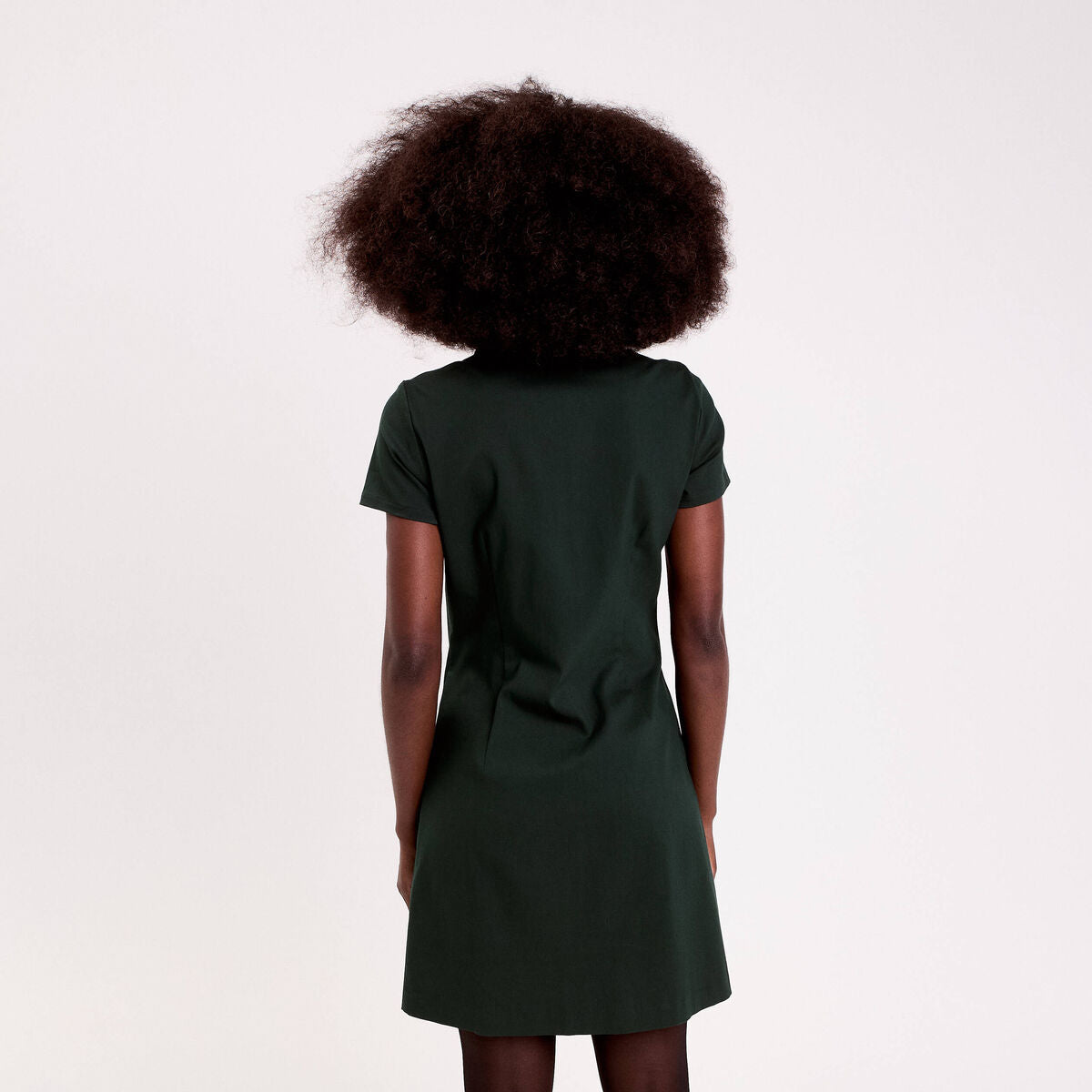 Robe droite boutonnée vert foncé femme
