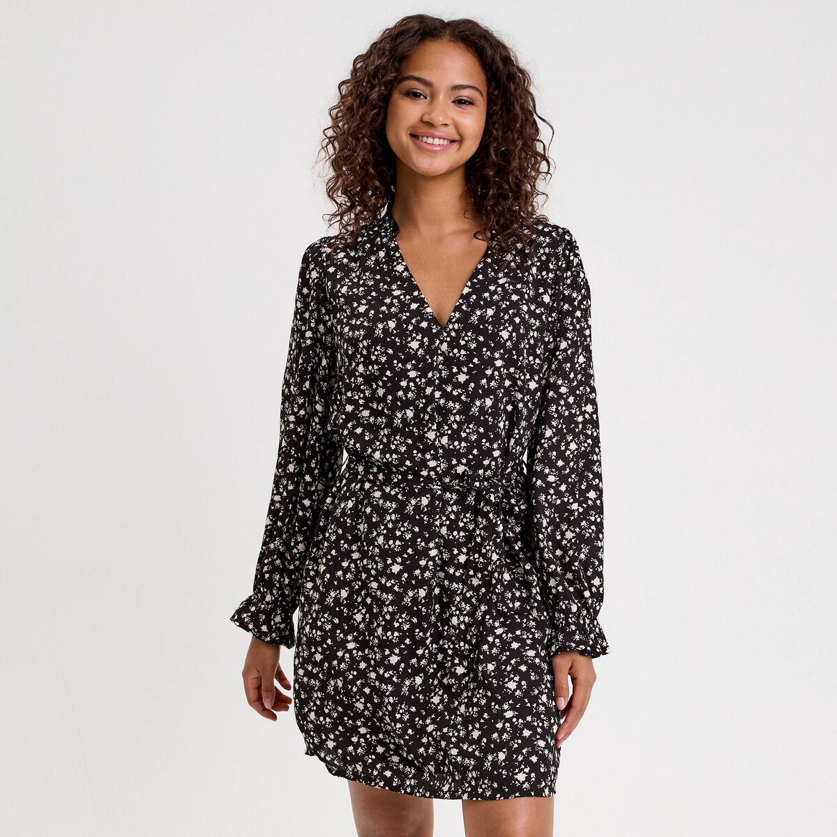 Robe droite ceinturée blanc femme