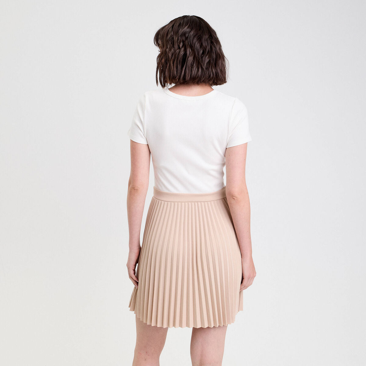 Robe droite plissée sable femme