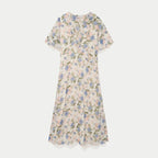 Robe évasée col v blanc femme
