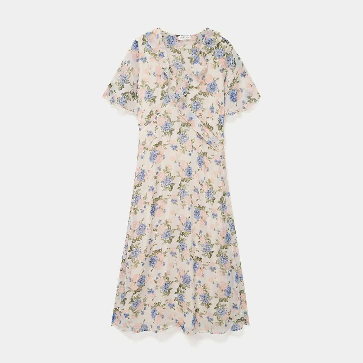 Robe évasée col v blanc femme