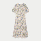 Robe évasée col v blanc femme