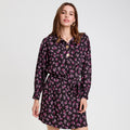 Robe courte droite col chemise noir femme