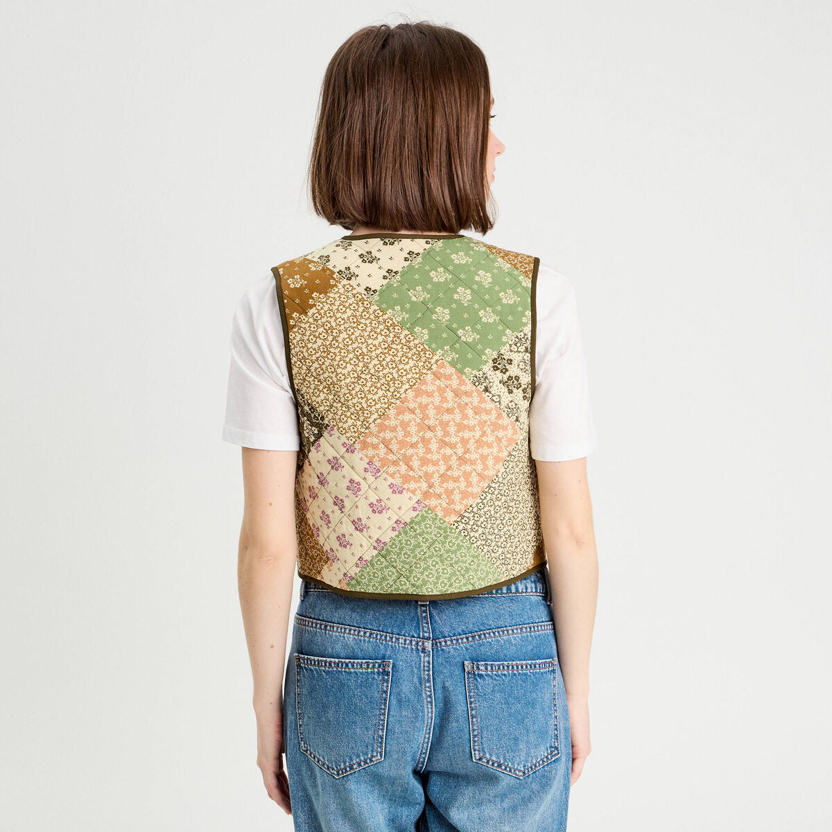 Gilet matelassé sans manches beige femme