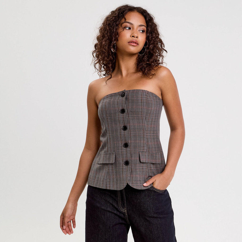 Bustier cintré gris foncé femme