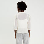 Chemise droite courte voile manches 3/4 ecru femme