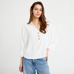 Blouse manches longues ecru femme