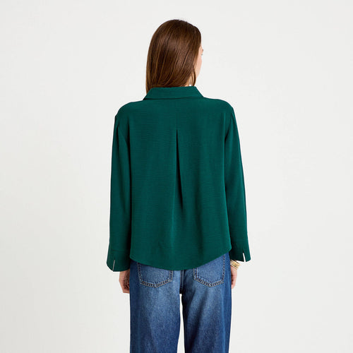 Blouse manches longues vert foncé femme