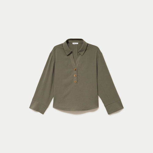 Blouse manches longues vert kaki femme