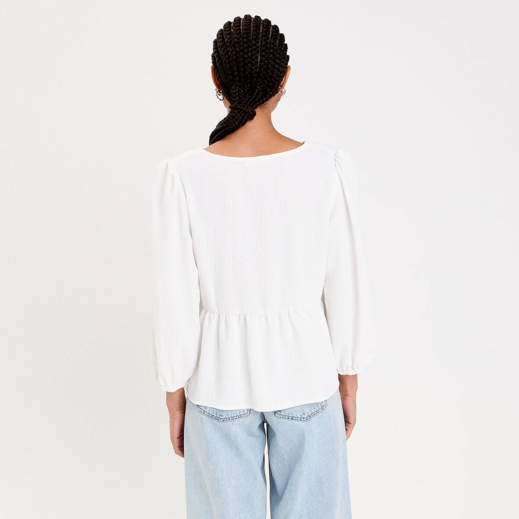 Blouse col claudine ecru femme