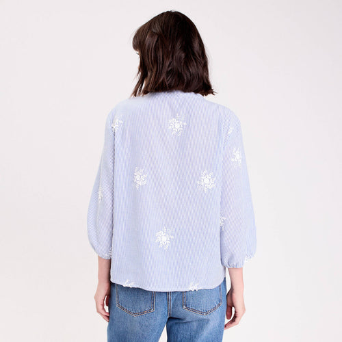 Blouse col tunisien blanc femme