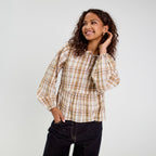 Blouse manches longues camel femme