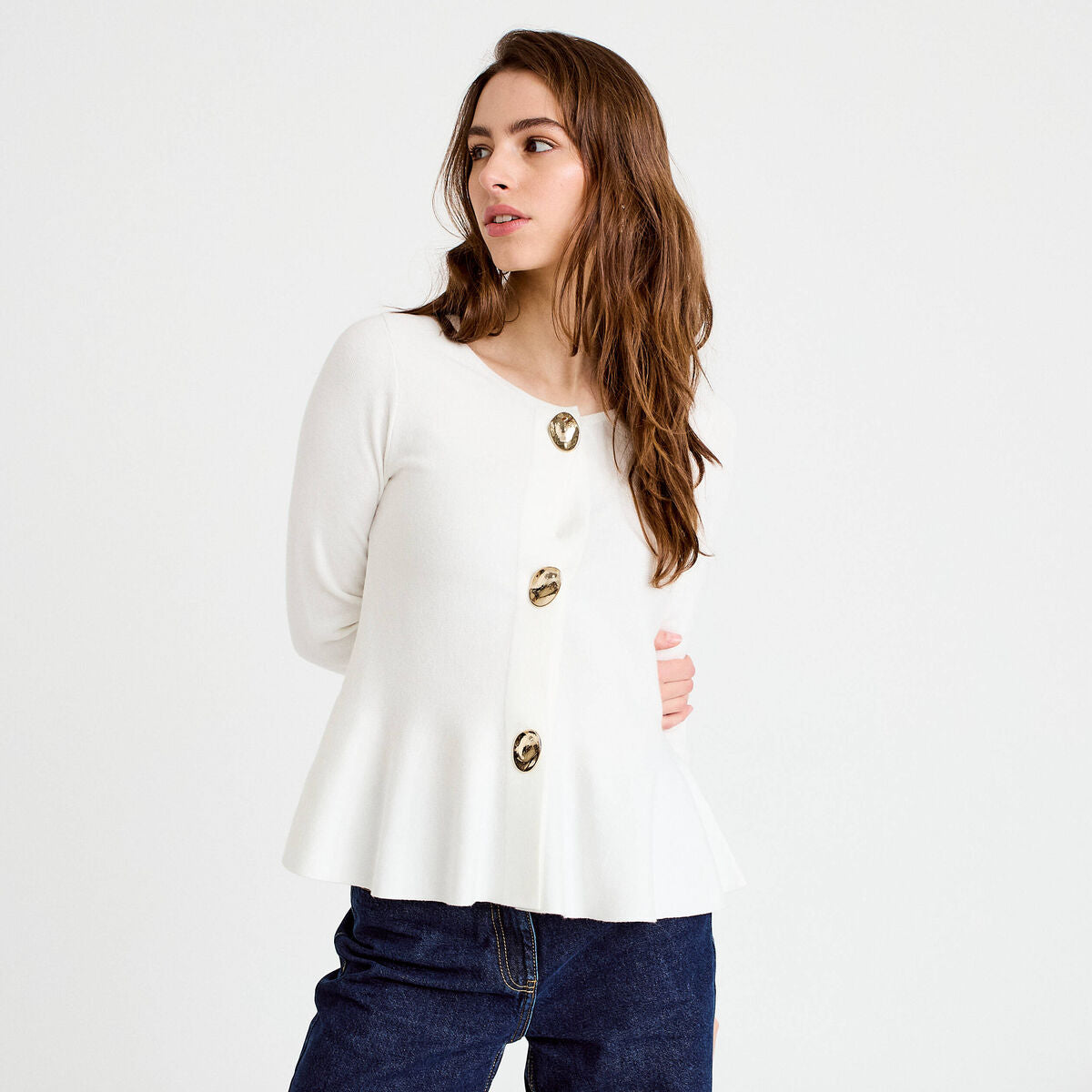 Gilet péplum ecru femme