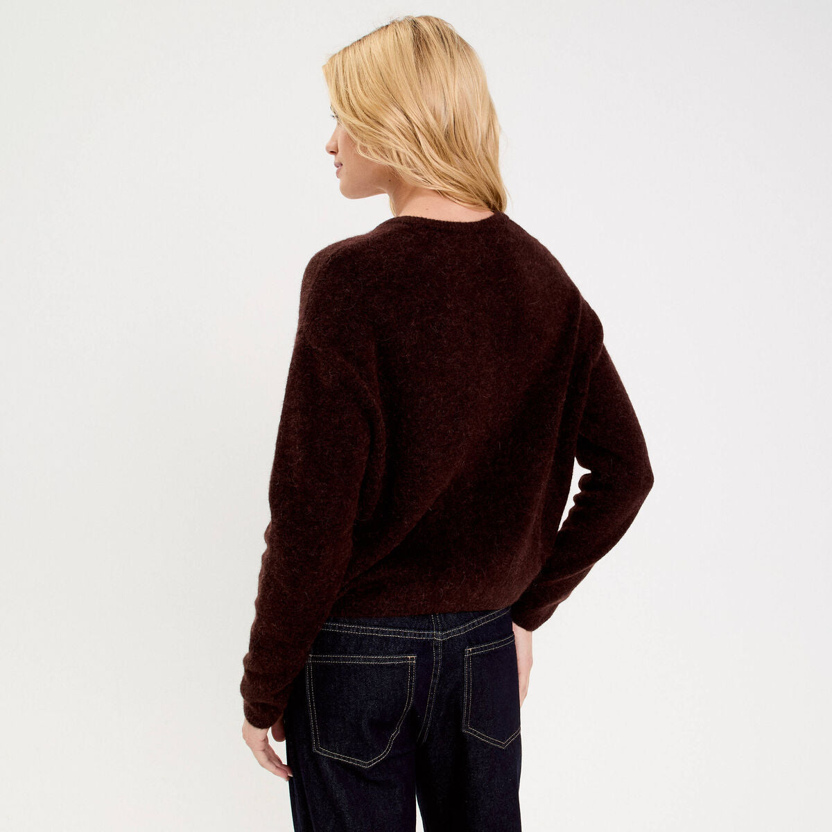 Gilet manches longues marron foncé femme