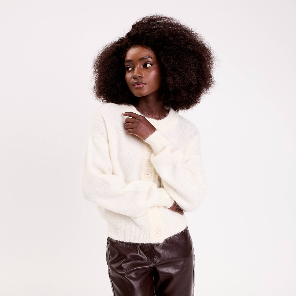 Gilet boutonné ecru femme