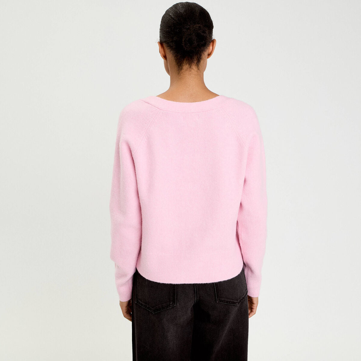 Gilet boutons coeur rose poudrée femme