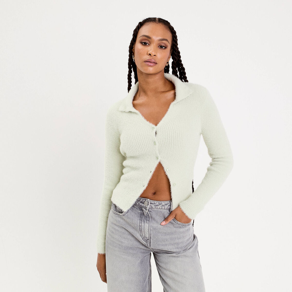 Gilet coupe ajustée vert pastel femme