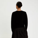 Gilet col rond manches longues noir femme