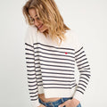 Pull manches longues bleu marine femme