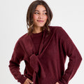 Pull à capuche manches longues violet foncé femme