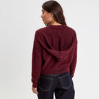 Pull à capuche manches longues violet foncé femme