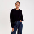 Pull avec torsades bleu marine femme