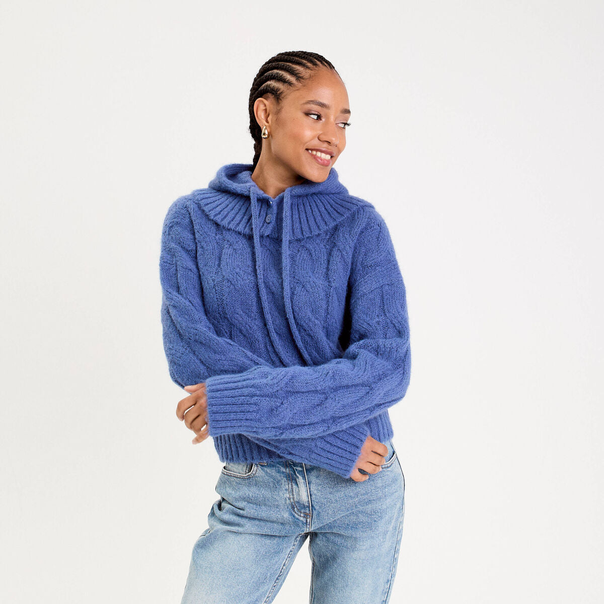 Pull 2-en-1 à capuche amovible violet femme