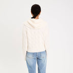 Pull 2-en-1 à capuche amovible ecru femme