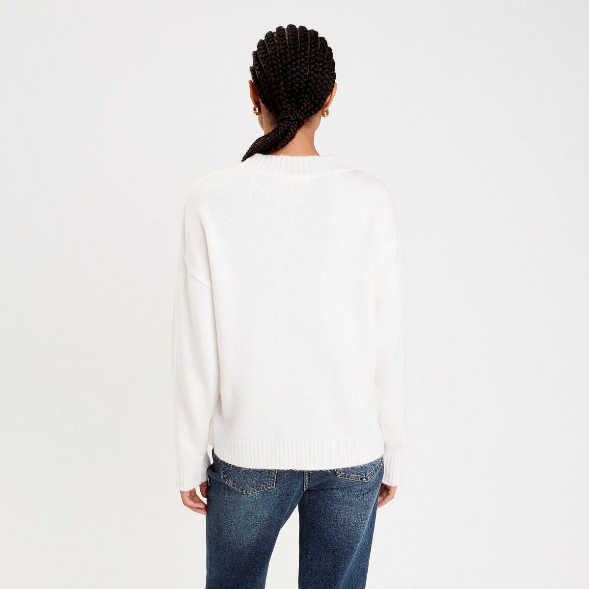 Pull manches longues ecru femme