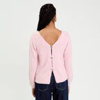 Pull détails coeur rose pastel femme