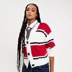 Gilet manches longues rouge femme