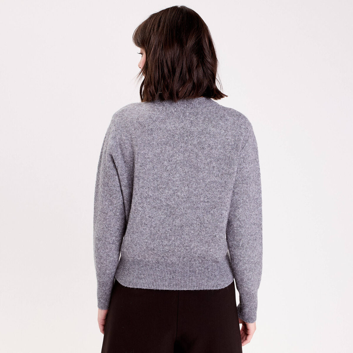 Pull manches longues gris foncé femme