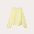 Pull ample col rond manches longues jaune clair femme