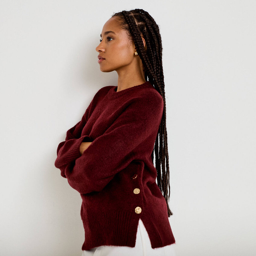 Pull manches longues bordeaux femme