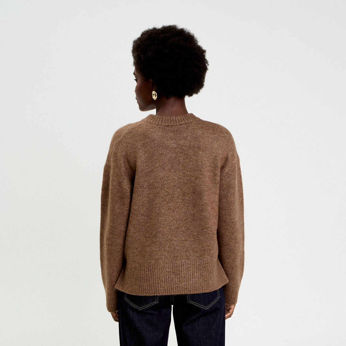 Pull manches longues marron clair femme