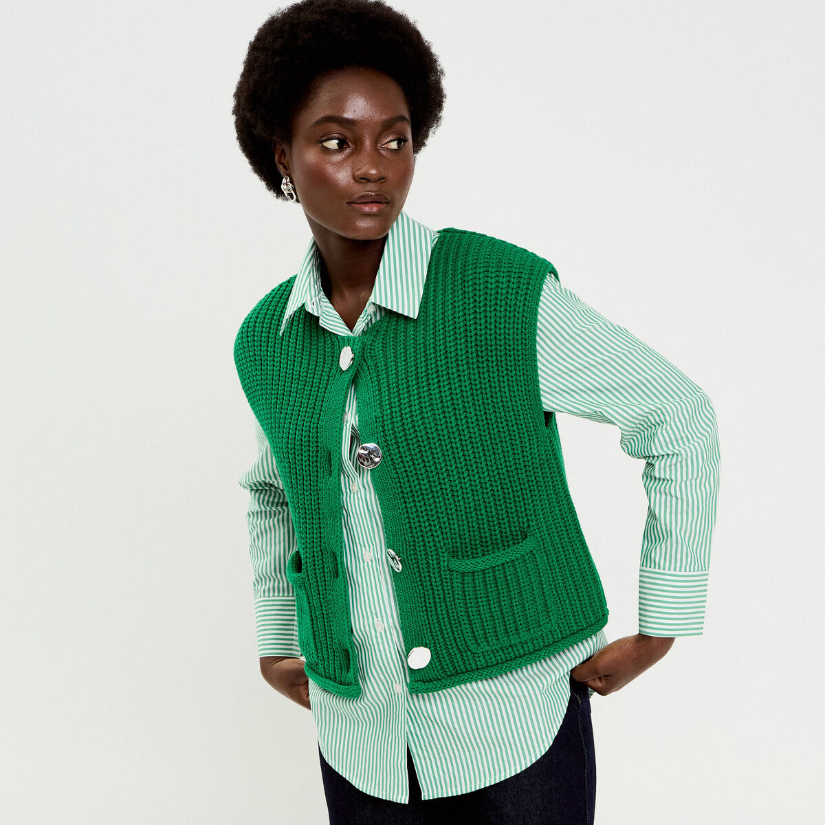 Gilet sans manches vert foncé femme