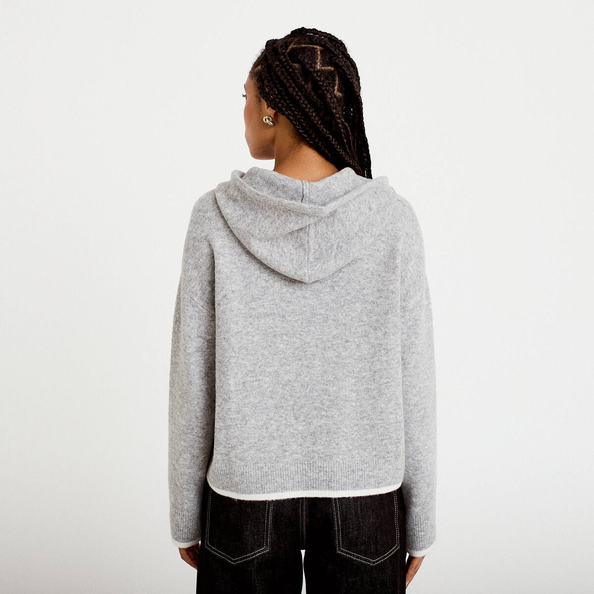 Pull à capuche gris clair femme