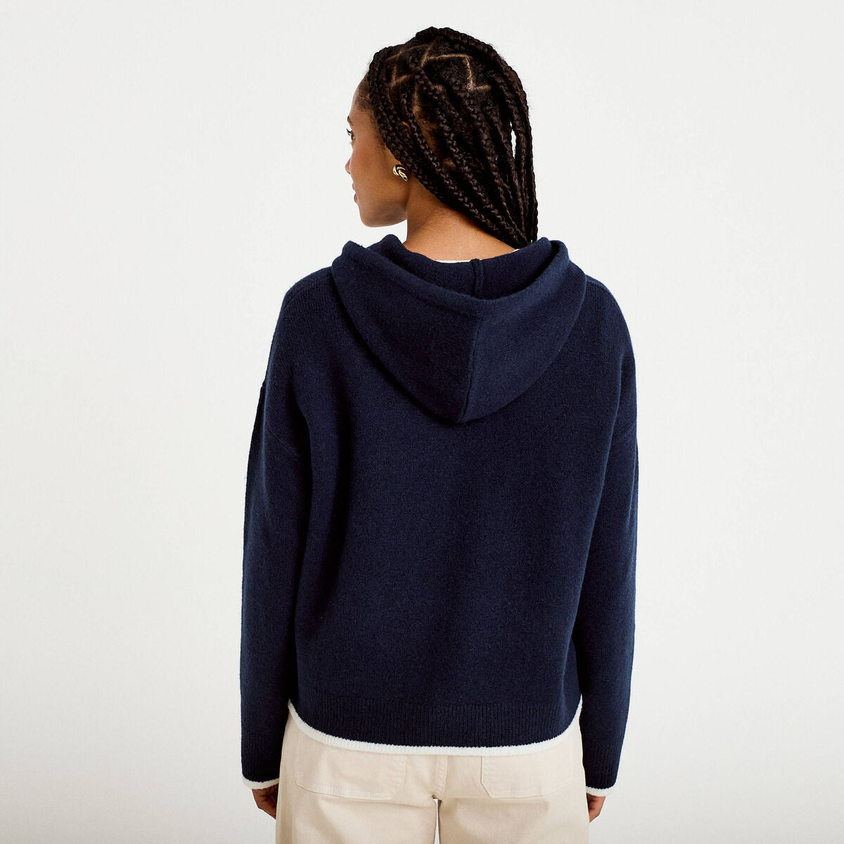 Pull à capuche bleu marine femme