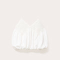 Top cropped bretelles ecru femme