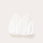 Top cropped bretelles ecru femme