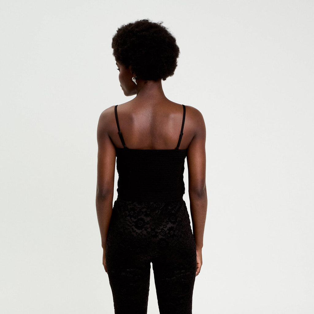 Débardeur fausse fourrure noir femme