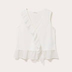 Blouse sans manches volants ecru femme