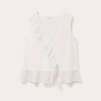 Blouse sans manches volants ecru femme